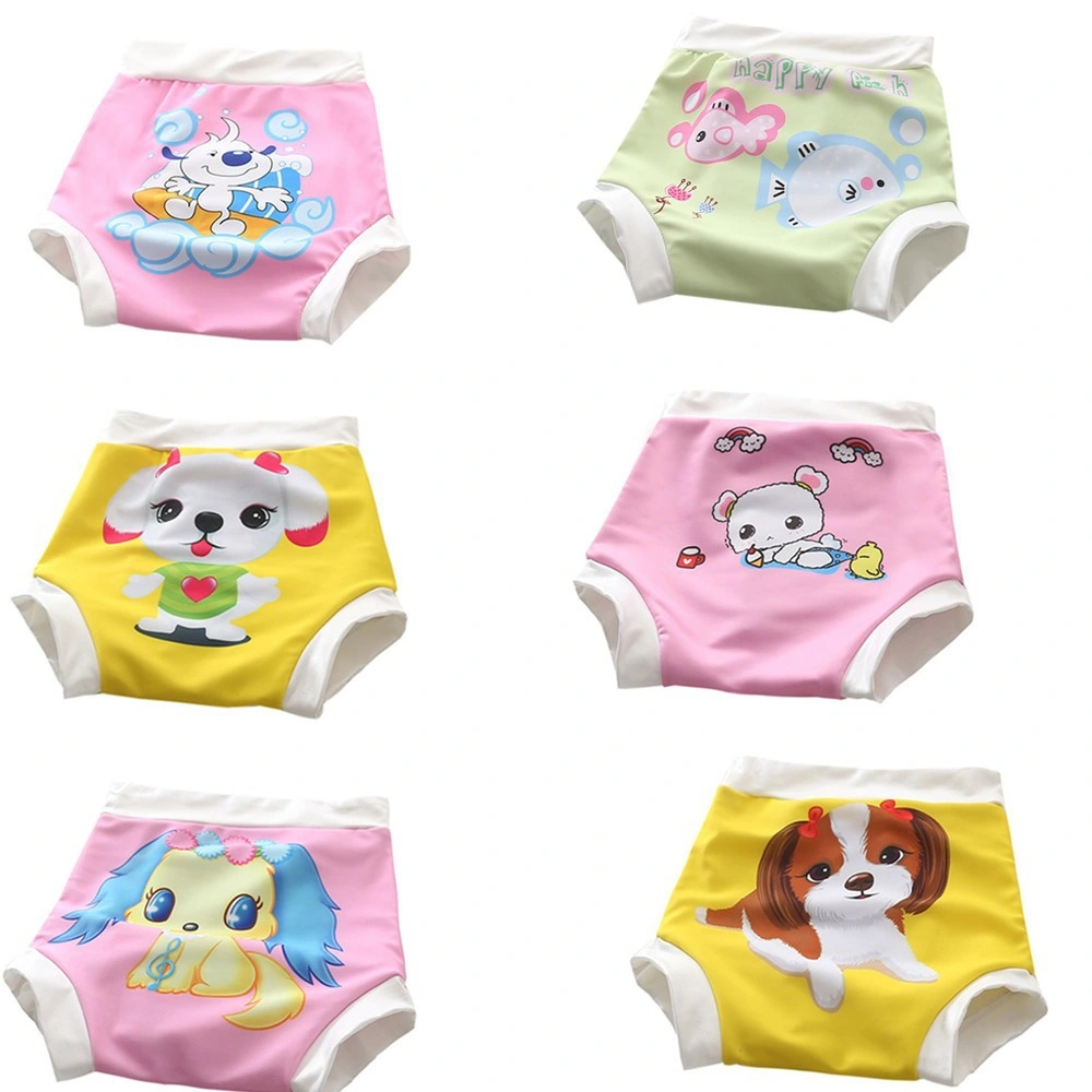 Color Random Children Waterproof Leak-Proof Boys Girls Baby High Waists Swimming Trunks