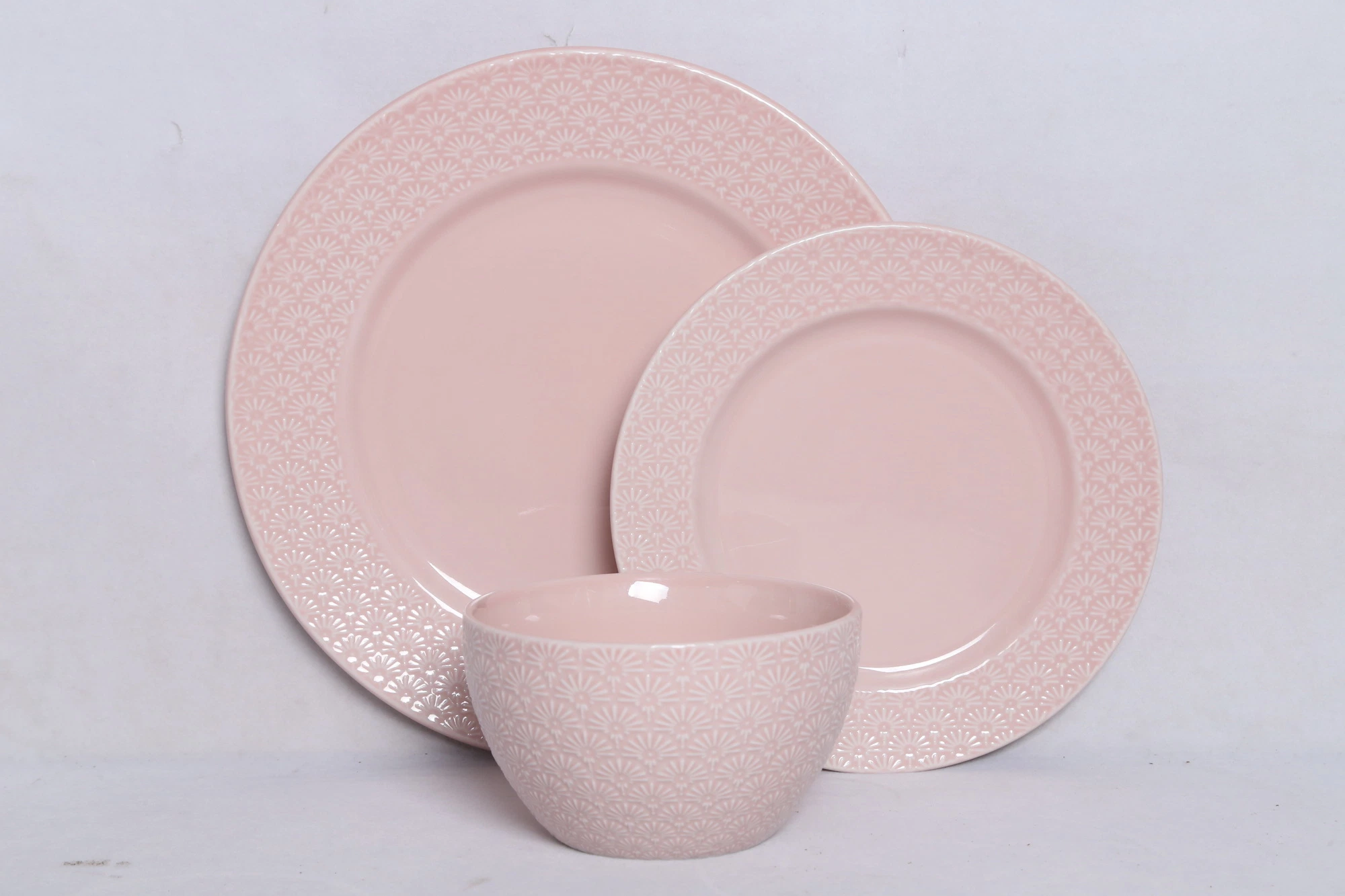 New Design Hotel Restaurant Ceramics Tableware Pure White Embossed Plates Fine Porcelain Dinner Set Dinnerware