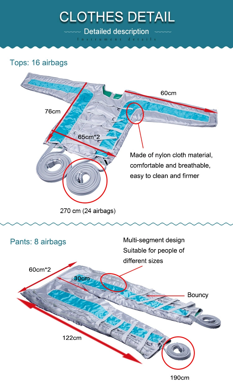 24 Canal de pression de l'Air Corps costume minceur / corps façonner le drainage lymphatique costume / Slimming pressothérapie Machine