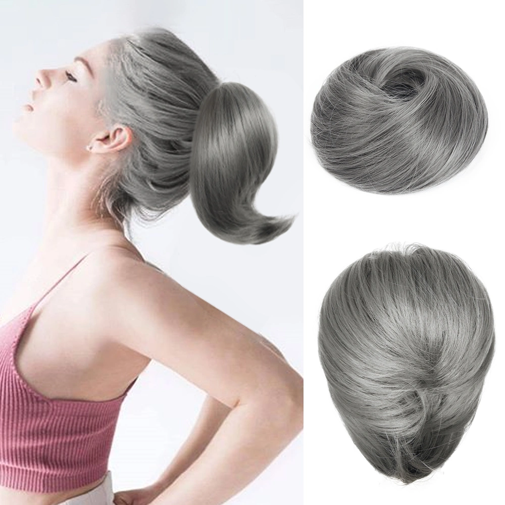 Recommend Fluffy Easy Stretch Straight Ponytail Synthetic Chignon Hairpiece Bun with Elastic Rubber Band