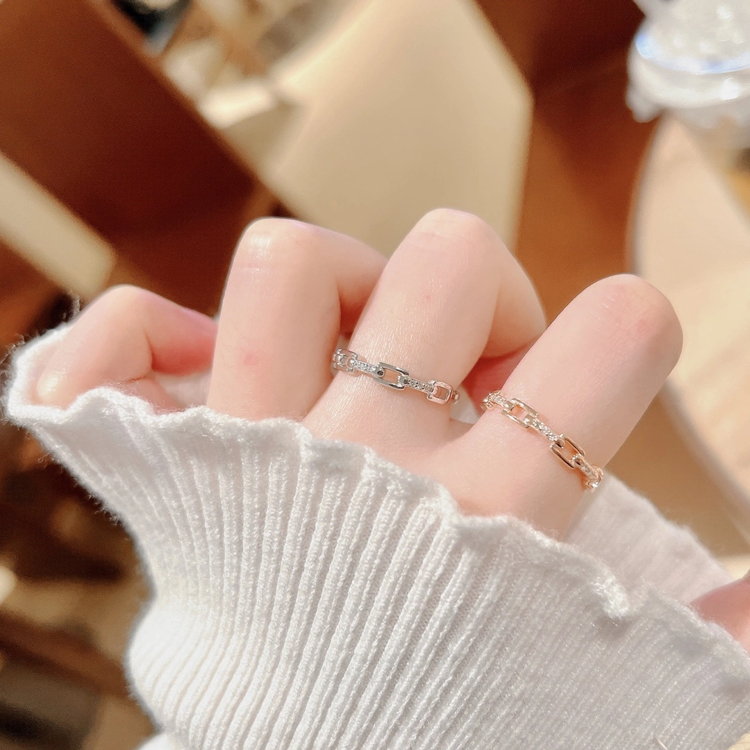 Wholesale/Supplier Sterling Silver Rings Chain Style Zircon Rings Fashion Pieces Accessories Jewelry