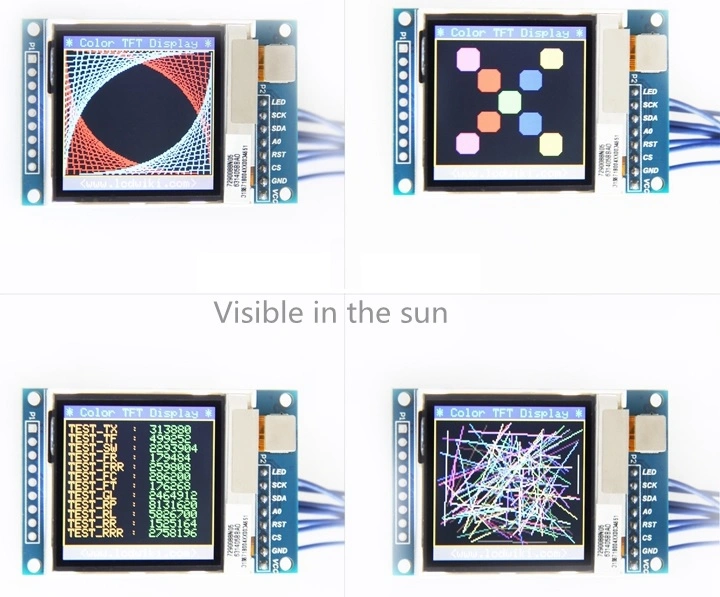 La luz del sol Readlable TFT transflectiva de 1,6 pulgadas de 130x130 Wemos D1 Esp8266 Mini Módulo SPI