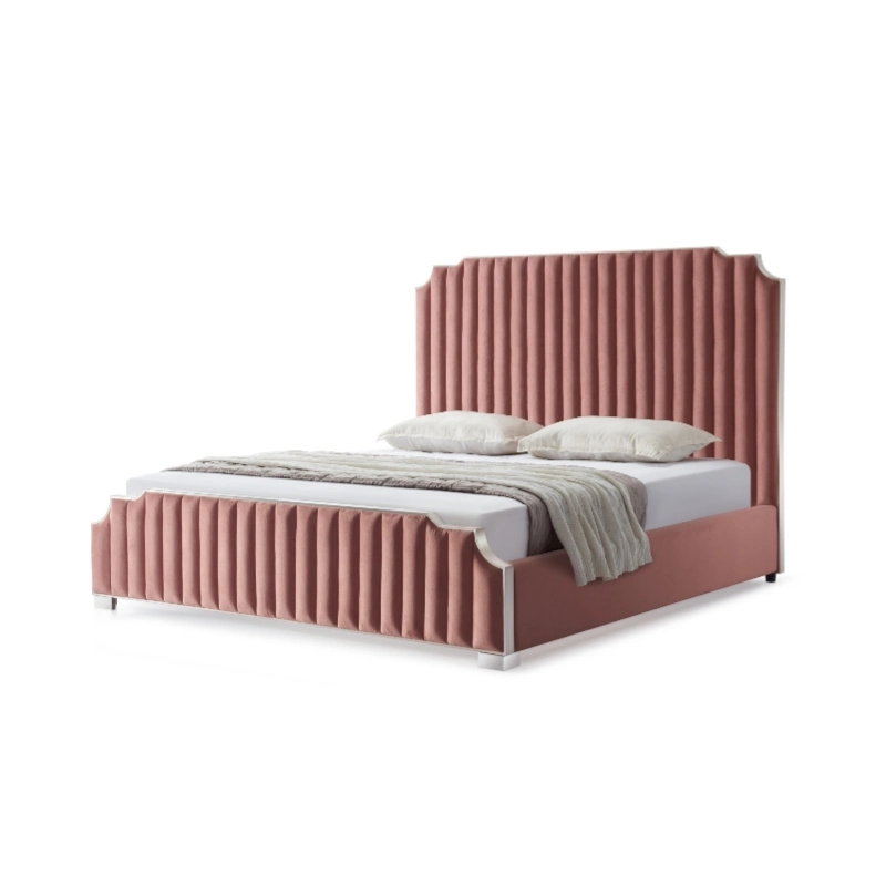 Chambre moderne de luxe confortable, mobilier de maison, lit d'appartement avec cadre en tissu doux de taille double, queen ou king.