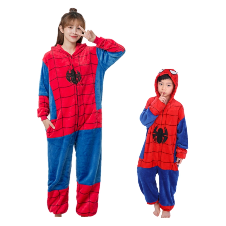 Bienvenida estilo Spiderman niños adultos Flannel Pajama Jumpsuit
