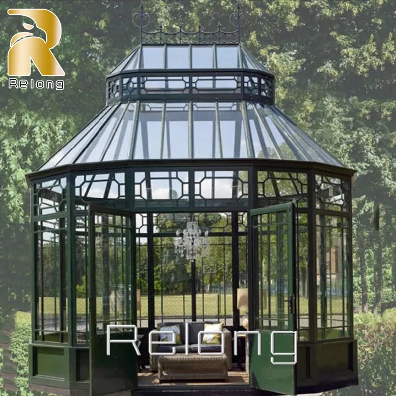 Exterior exquisita Glasshouse Blanco Gazebo de hierro forjado Sunroom