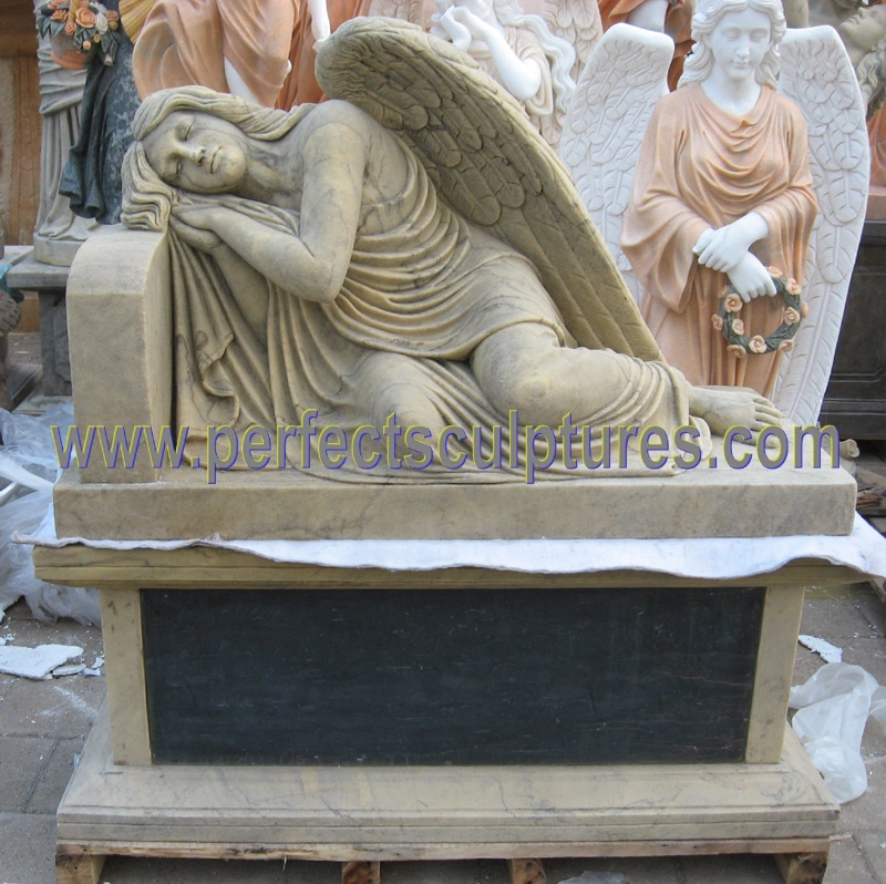La escultura de granito mármol tallada cementerio Memorial Ángel estatua de cementerio (SY-C1192)