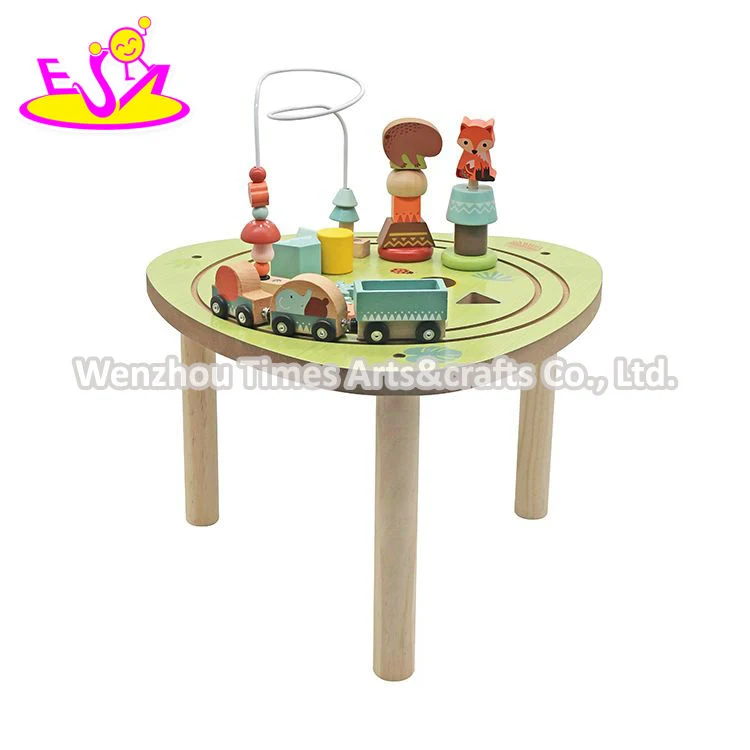 Hot sale 4 en 1 éducatif sensorielle jouet activité en bois Table pour enfants W12D561
