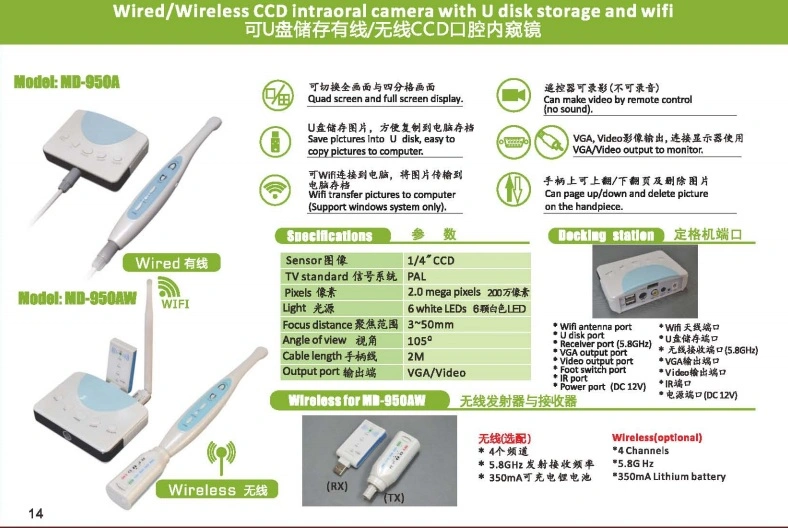 Practical Wired Sony CCD Intra-Oral Camera MD950A Dental WiFi Cam