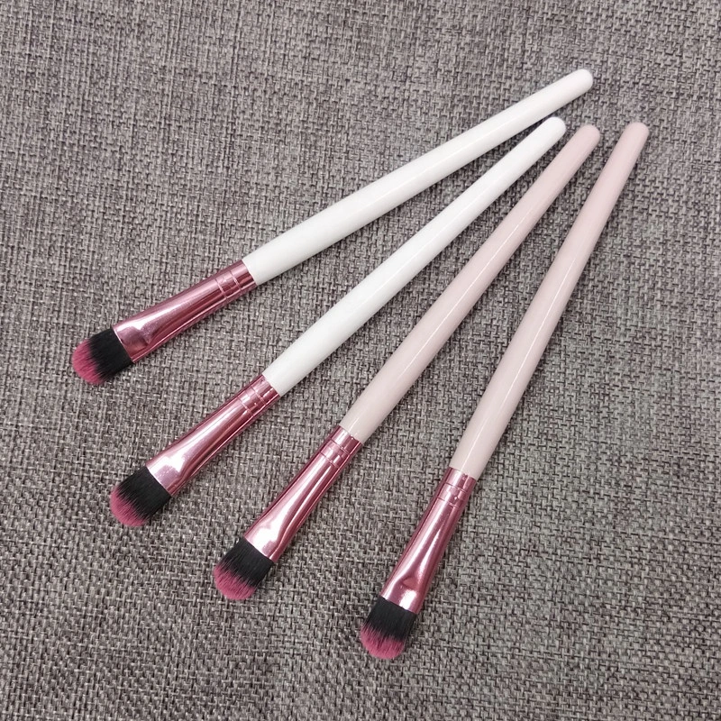 Pink White Cosmetic Eyeshadow Brush Vegan Nylon Fibre Single