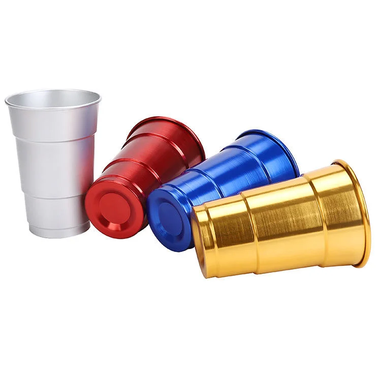 Wholesale 500ml Color Party Disposable Cup Aluminum Red Wine Glass Champagne Flute Aluminum Recycle Cup