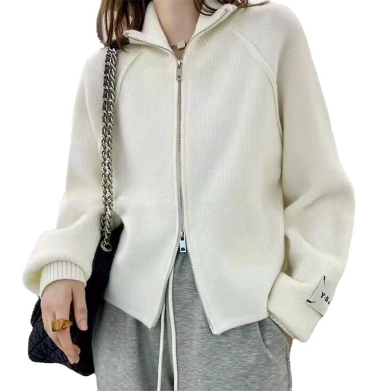 Double-Ended Zipper Sweater Coat Women's 2023 Fall New Casual Simple Niche Design Sense Knitted Open Clothing Wholesale/Supplier