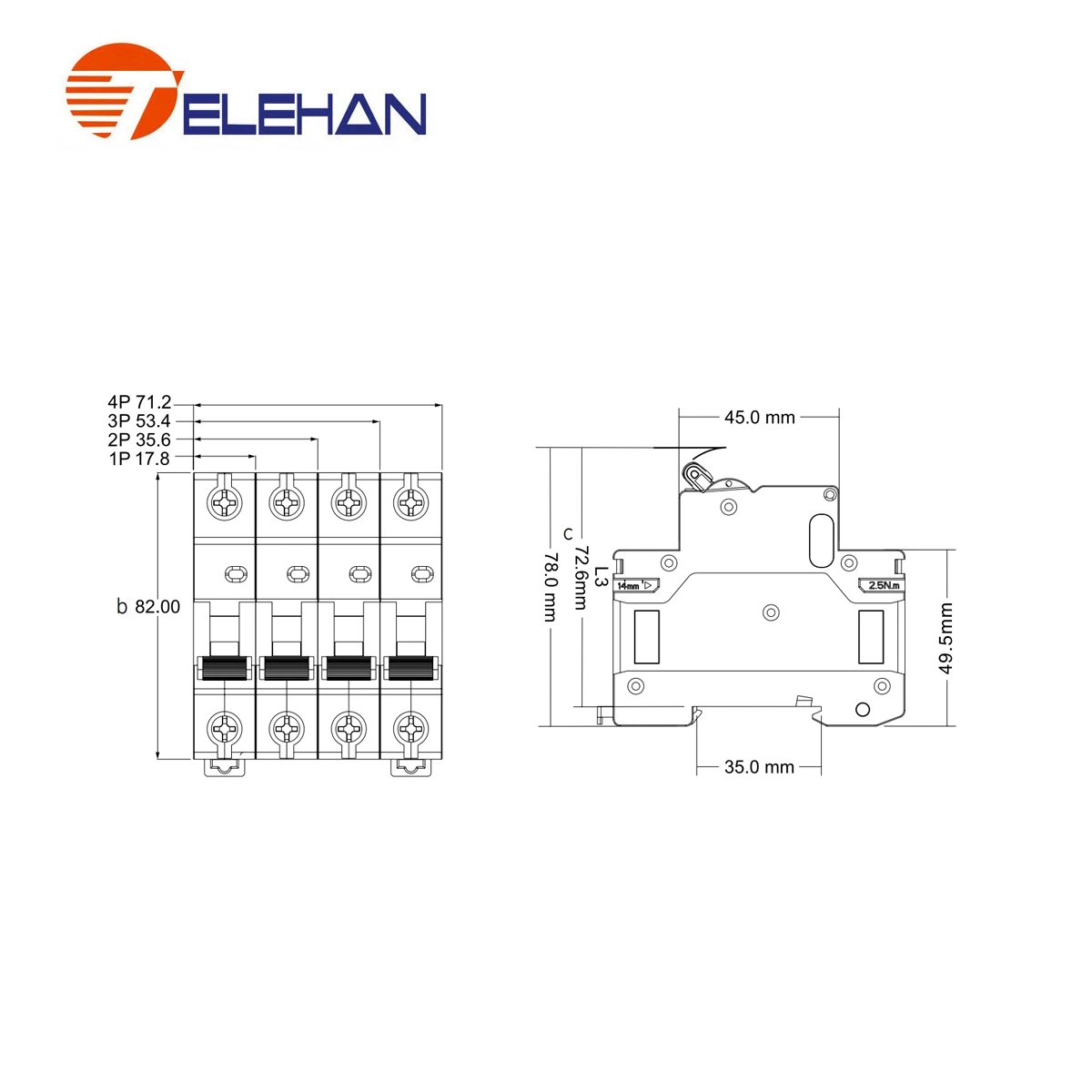 High Capacity Breaking Miniature Circuit Breaker Bab3 6ka 1-63A 1-4p