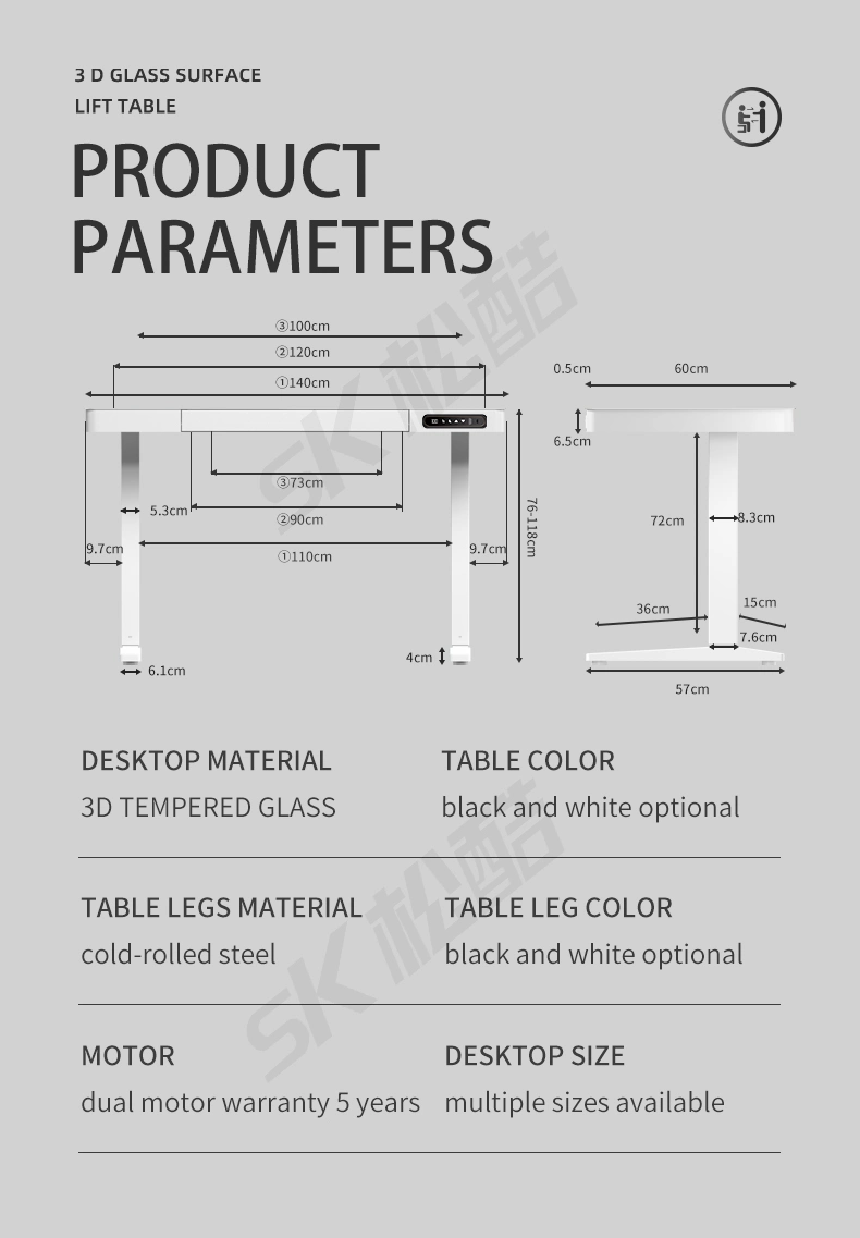 Desktop Multiple Sizes Available Double Motor with Drawer Songku Smart Adjustable Desk