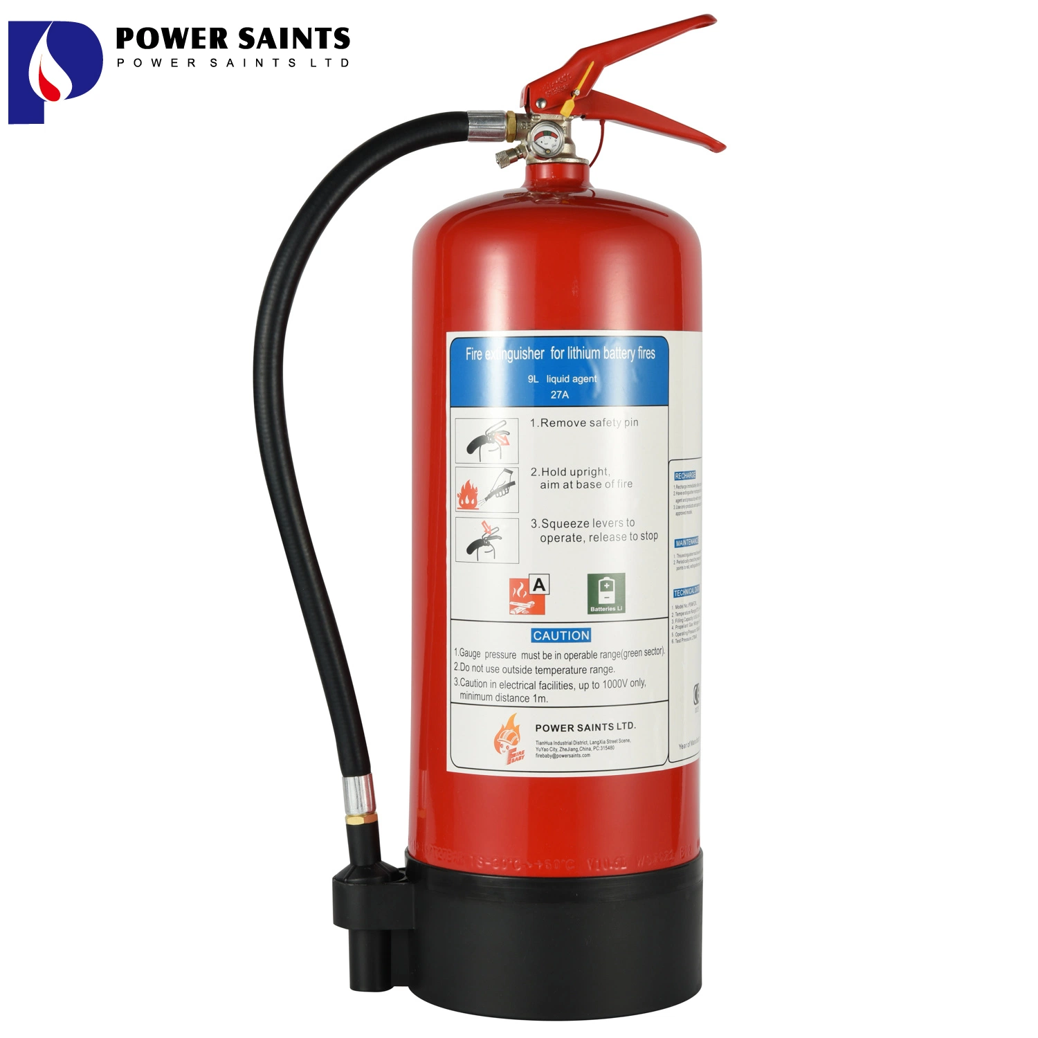 CE&En3 Approved 6-9L Lithium-Ion Battery Fire Extinguisher