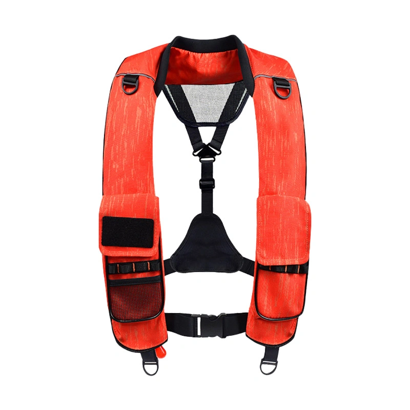 Fabricación Green Oxford Automatic Inflatable Life Jacket con malla de drenaje Bolsa