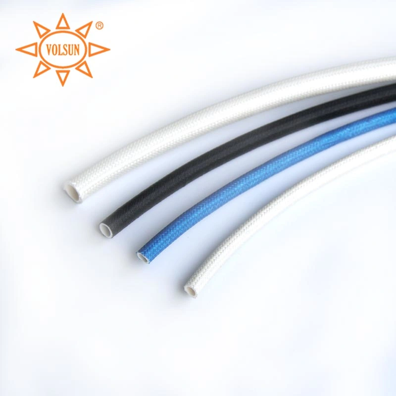 High Temperature Cable Insulation Wiring Harness Thermal Protection Knitted Fire-Resistant Heat-Resistant Braided Customized Colors Silicone Fiberglass Sleeving