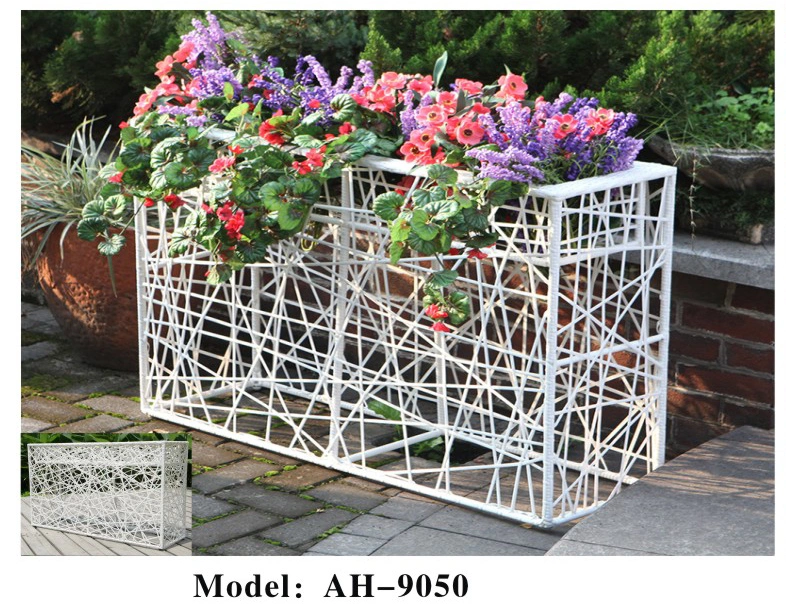 Square Shaped Rattan Planter Stand, Wicker with Aluminum Frame