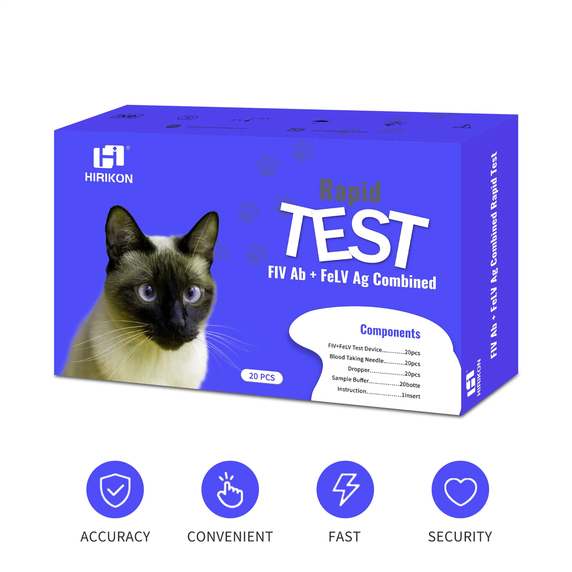 Hirikon Cat Blood Fiv Antibody Felv Antigen Combined Rapid Test Kit with Colloidal Gold Method