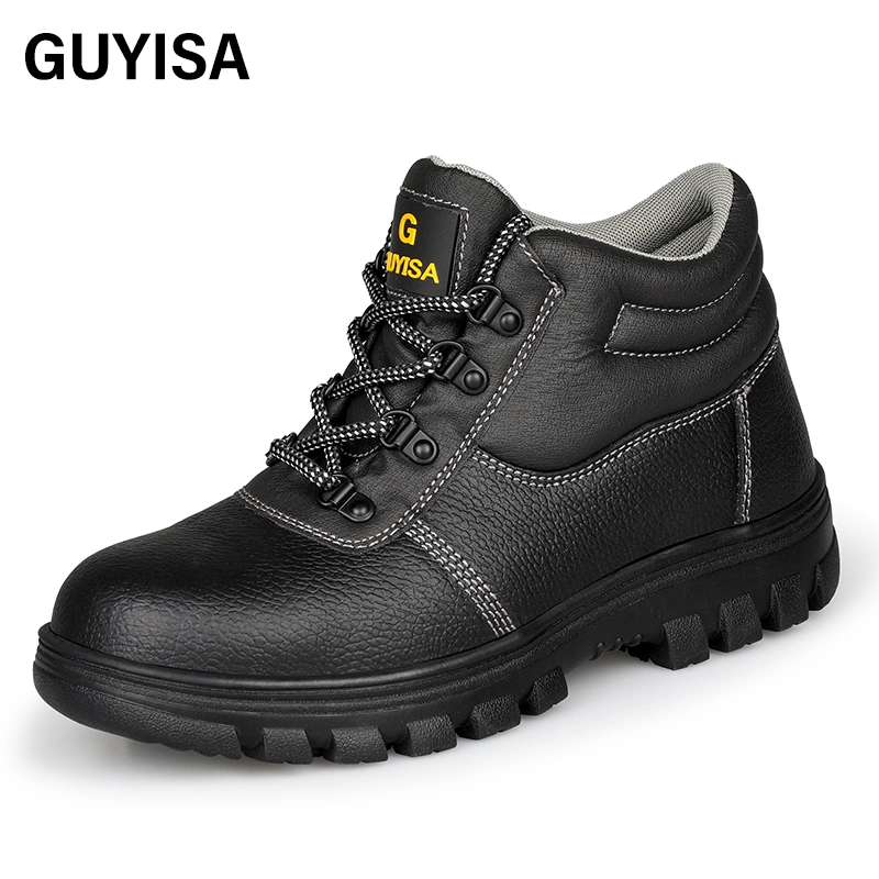 Botas de seguridad de la marca Guyisa Non-Slip Wear-Resistant profesional de suela de goma antiestático S3 parte superior de cuero impermeables Botas de seguridad