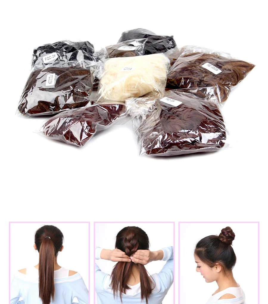 Hair Pieces up-Do Curly Postiched Pour Chignon Messy Fake Elastic Hairband Scrunchies Synthetic Hair Bun Extension