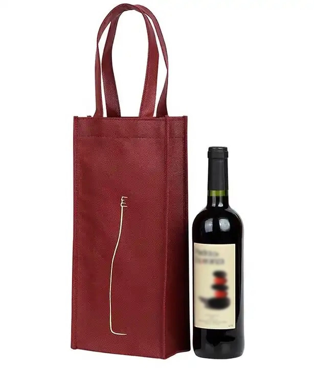 Custom Promotional Reusable Non Woven Wine Shopping Bag Christmas Single Gift