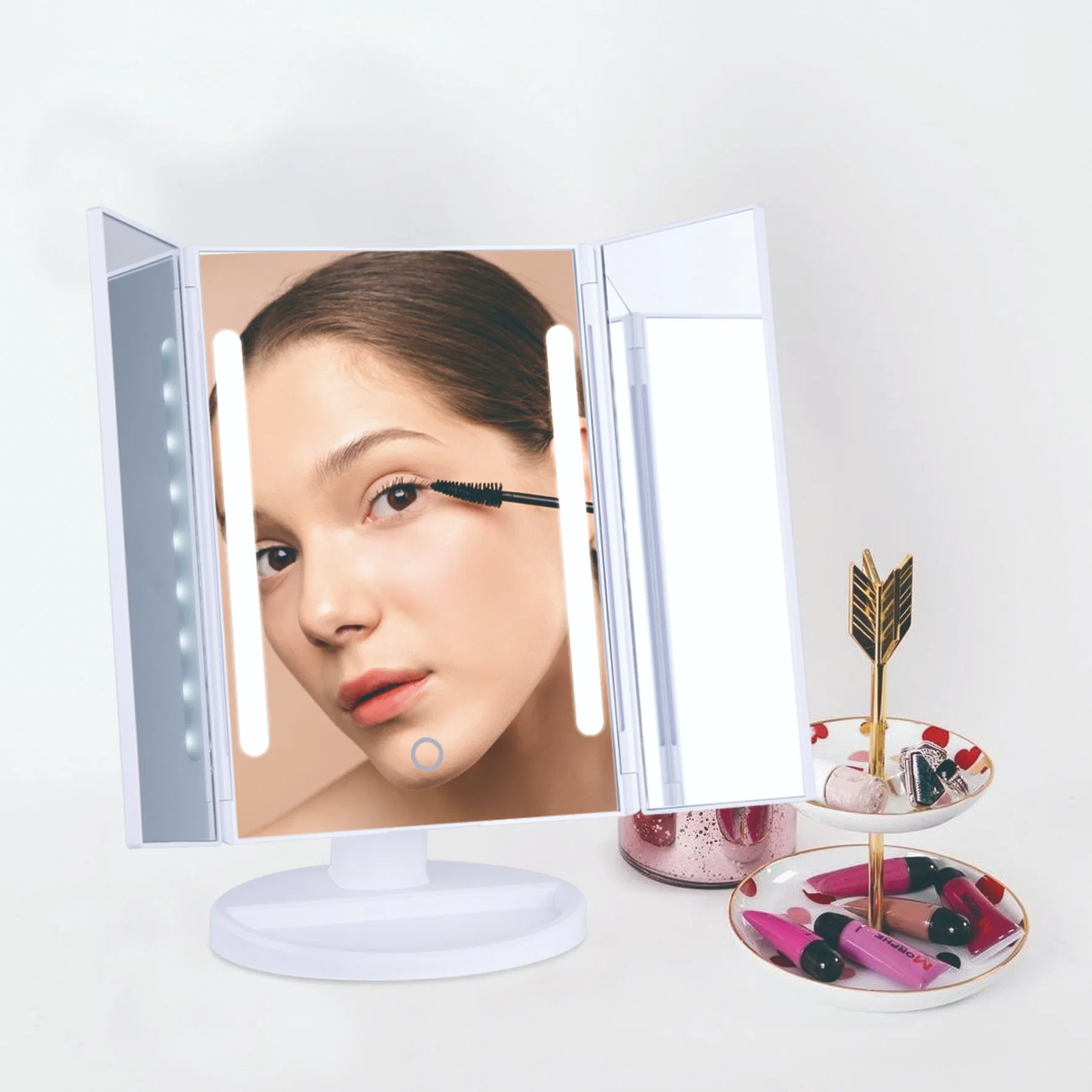 USB Charge Tri-Fold Lighted Mirror