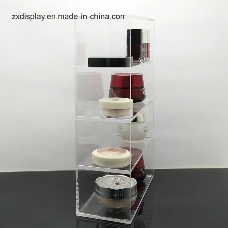 4 Tiers Acrylic Personal Care Cosmetics Storage Rack with Door