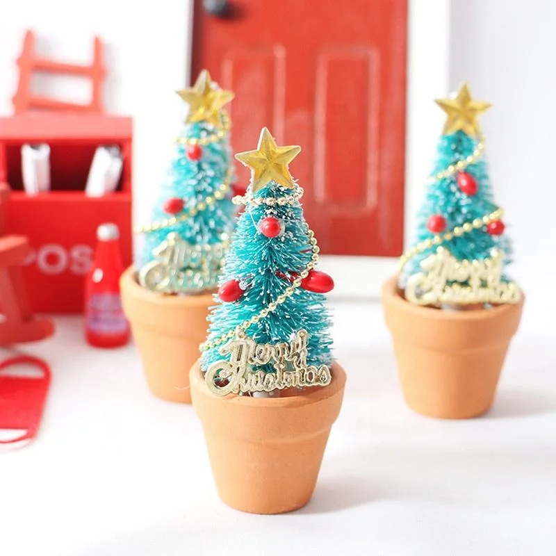 Doll House Miniature Christmas Tree Potted Decoration Model