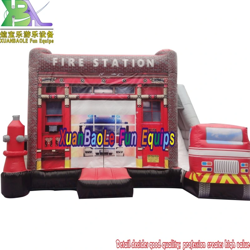 4 in 1 Game Fire Truck Jumper Inflatable Bouncy Castle Slide Bounce Combo