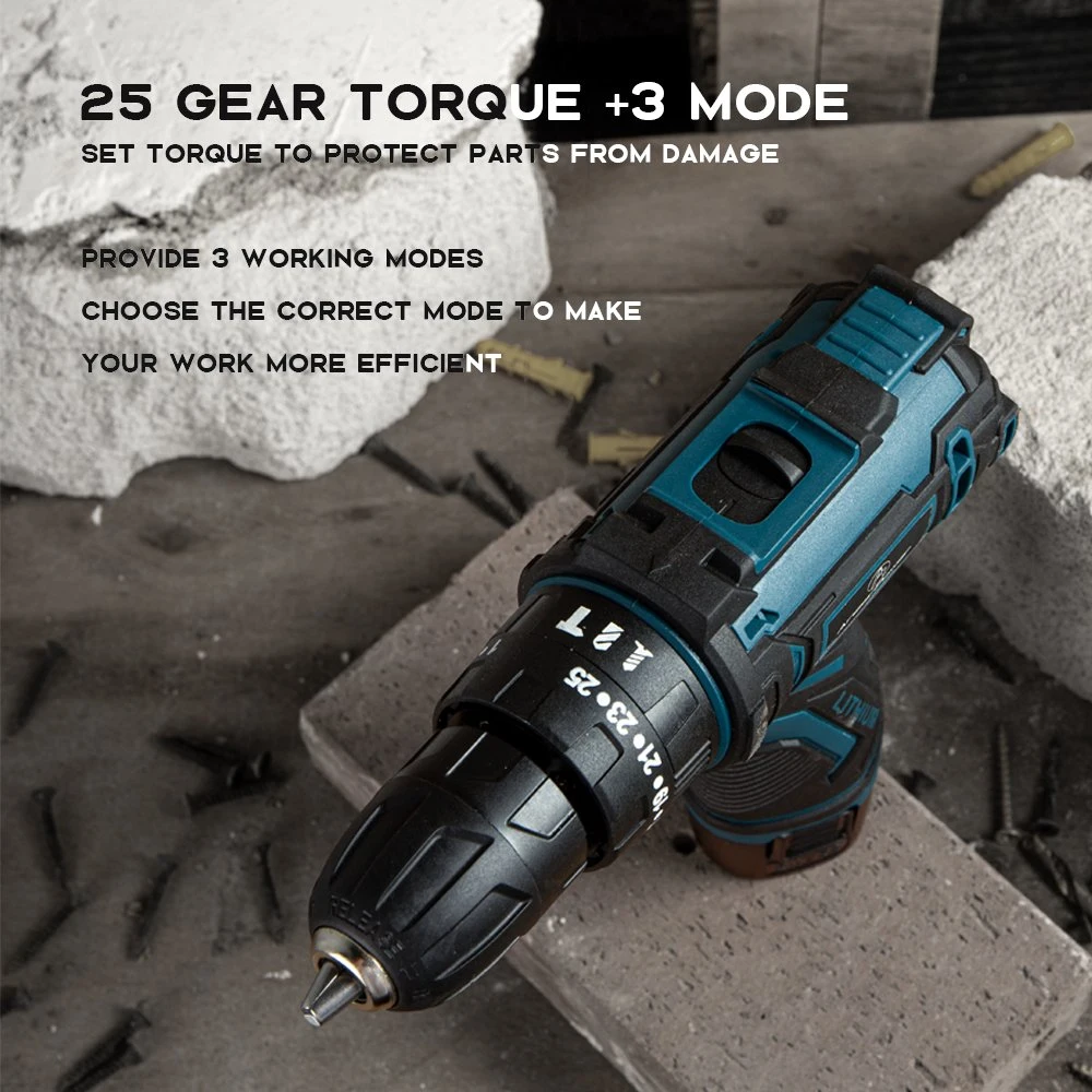 12V Lithium Battery Screwdriver Charging Hand Drill 3 Functions Cordless Impact Drill