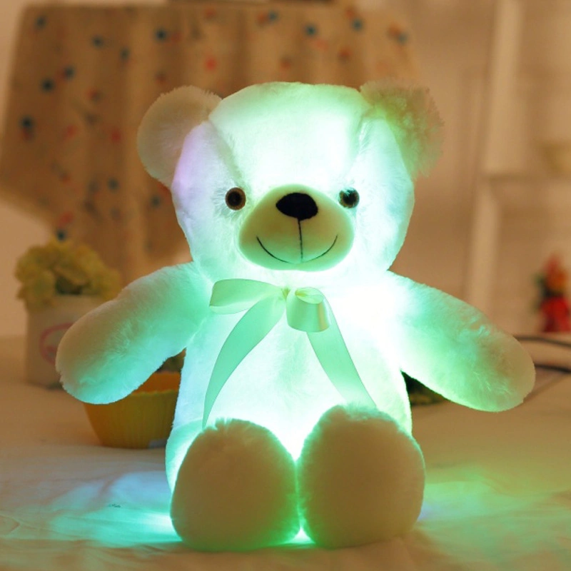 Amazon vende caliente de la luz creadora de brillante colorido LED de 30cm de osito de peluche juguete de peluche de regalo de Navidad