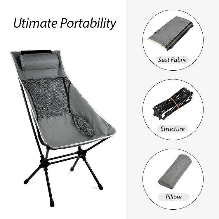 Kinggear Lightweight Portable High Back Camping Folding Moon Chair for Picnic