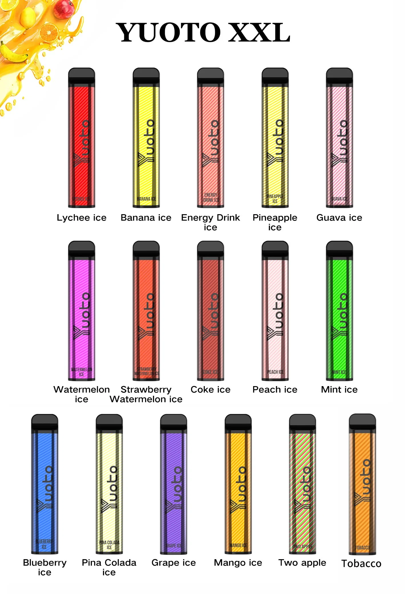 OEM Vape Оптовая фабричная цена Yuoto XXL 2500 puffs 35 Flavors Vaporizer Disposable Vape Pen 7,0 мл Элитная жидкость 0% 2% 5% Никотин 9K 10000puffs 12000puffs Alibaba