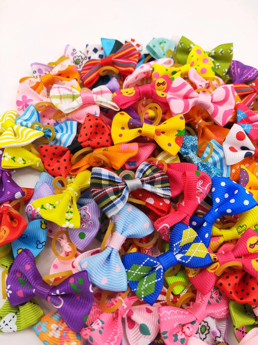 Hot Sale Lovely Multi Color and Design Elastic Pet Dog Hair Bow