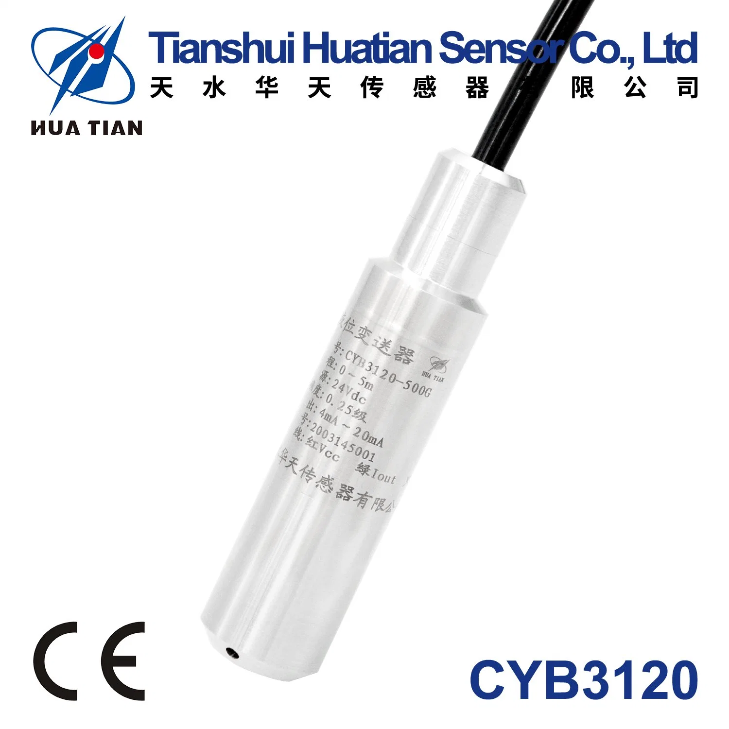 Huatian Cyb3120 Throw-in Type China Factory IP68 High Accuracy Low Cost Hydrostatic Submersible Fuel Liquid Water Level Sensor Transmitter