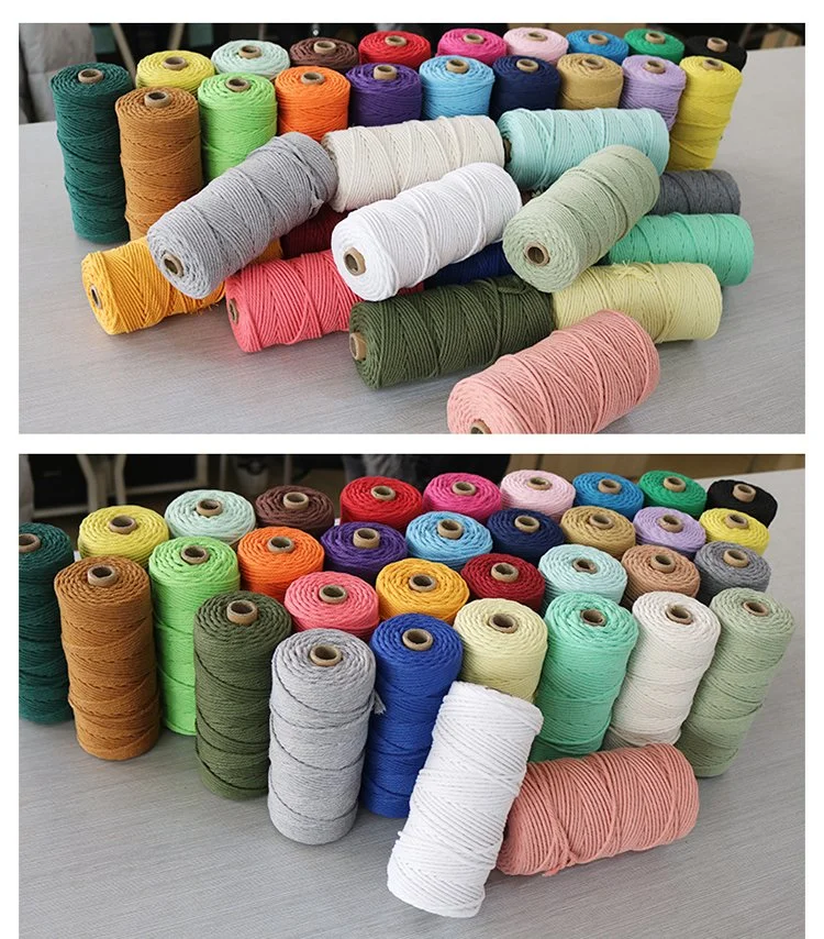 Custom Natural Braided 3mm 4mm 5mm Colorful Twisted DIY Cotton Macrame Cotton Rope Wholesale/Supplier