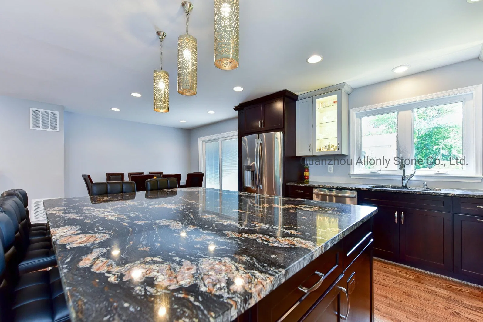 Natural Granite/Quartz/Marble Stone Countertop Kitchen Island Design with Cabinet