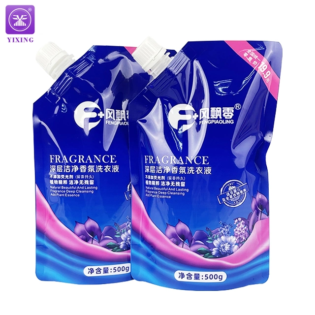 500g Custom Laundry Detergent Packaging Spout Pouch EVA Cleaning Solution Plastic Bag with Spout