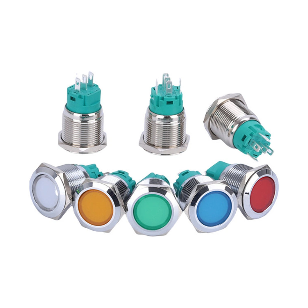 8mm 10mm 12mm 16mm 19mm 22mm 30mm 40mm Fabricant de commutateurs à bouton-poussoir en acier inoxydable étanche IP67 à LED illuminée momentanée marche/arrêt 12V