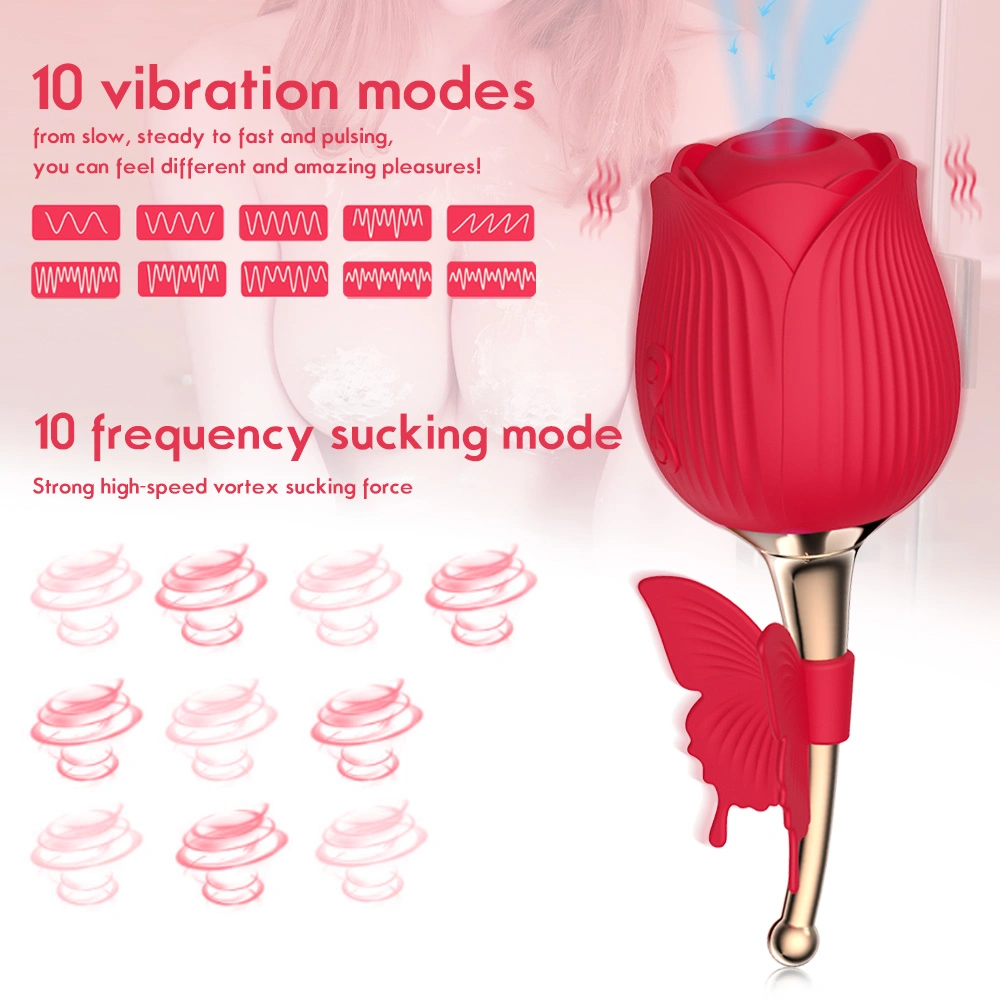 10 Vibration Modes Breast Sucking Toy Red Rose Clitoral Sucking Vibrator Sex Toys for Women