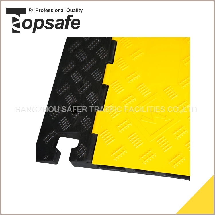 3-Channel Heavy Duty Rubber Cable Protector with Yellow Plastic Lid (S-1130)