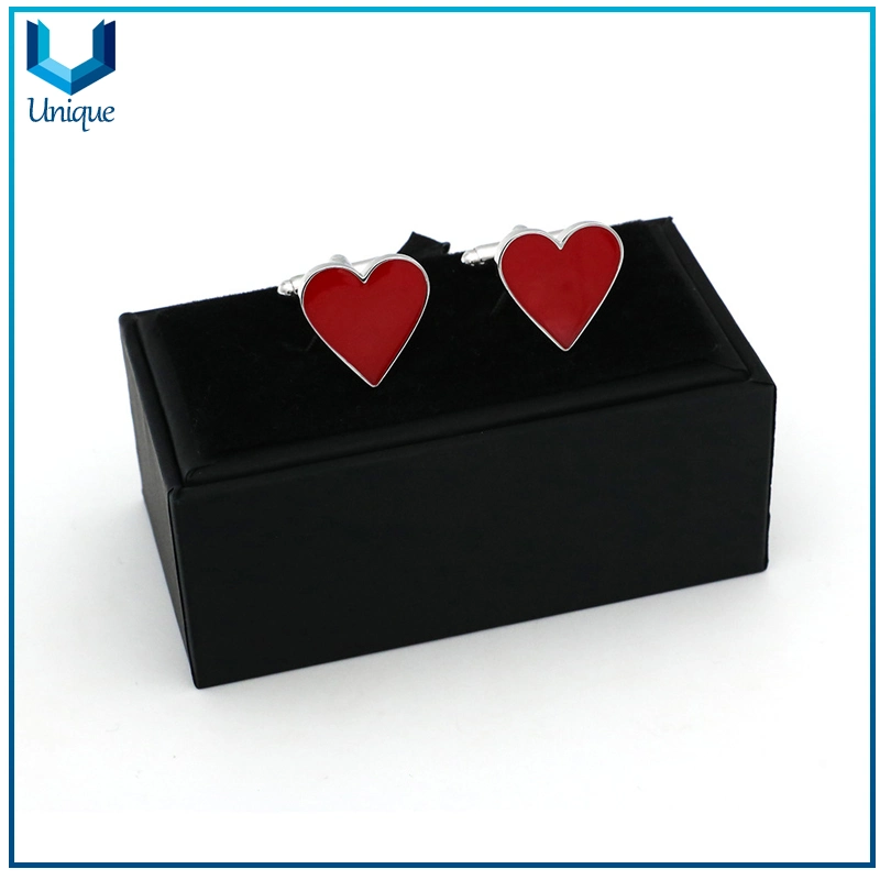 Fashion Heart Shape Cufflink Button Manufacturer, Custom Wedding Company Logo Cufflink for Shirts Fashion Accessory Gifts