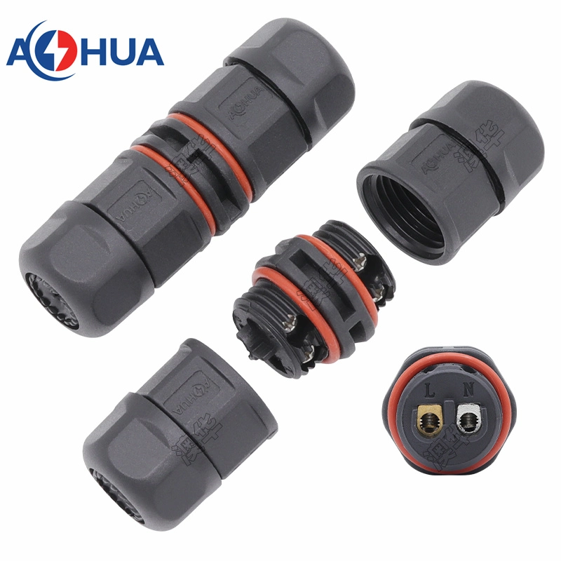 M16 conector impermeável de iluminação exterior do Túnel Eletrônico Terminal da Luz 2-Core IP67 conector impermeável tipo parafuso que fixa o conector em linha