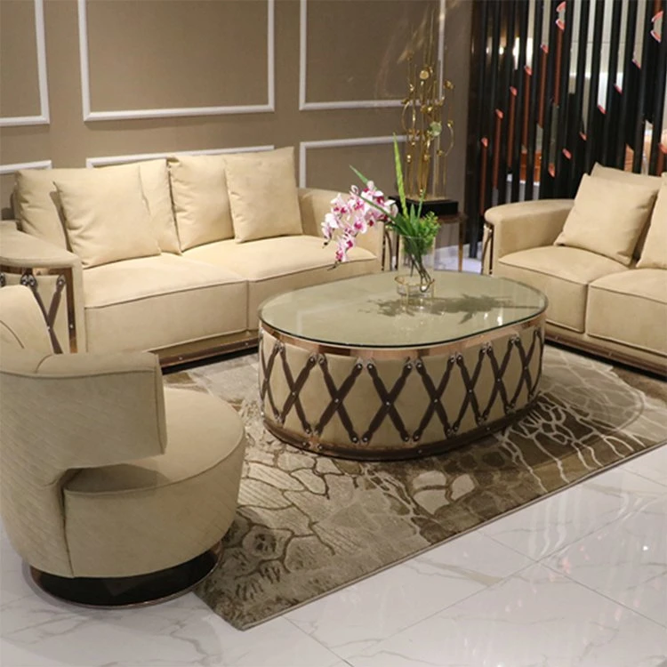 New Design High Quality Premium Living Room Lounge Sets Italian Modern Nubuck Leather Sofa Furniture