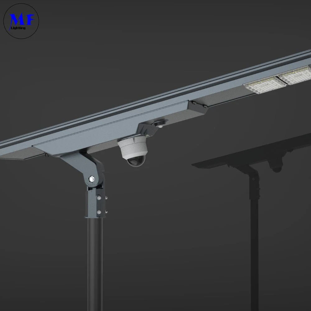 Seguridad Seguro IP66 impermeable resistente al tiempo exterior LED Solar Street Luz con cámara CCTV sensor de movimiento para el sitio de construcción de carreteras Aparcamiento