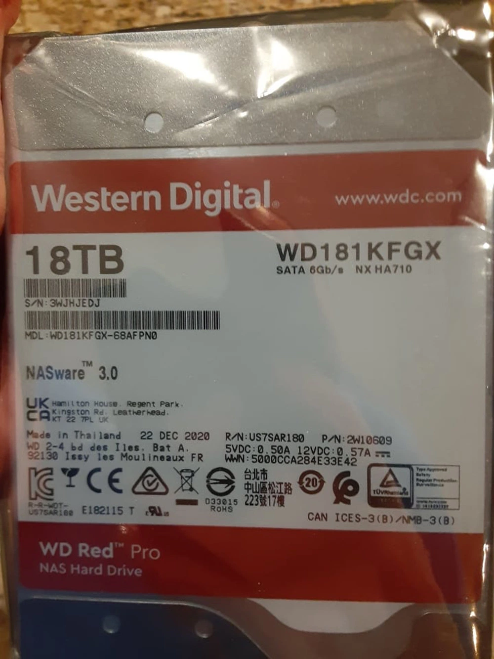 Western Digital Red PRO 18 Tb SSD/HDD 7200rpm SATA 6GB/S Internal Nas Hard Drive (WD181KFGX) Wd SSD/HDD