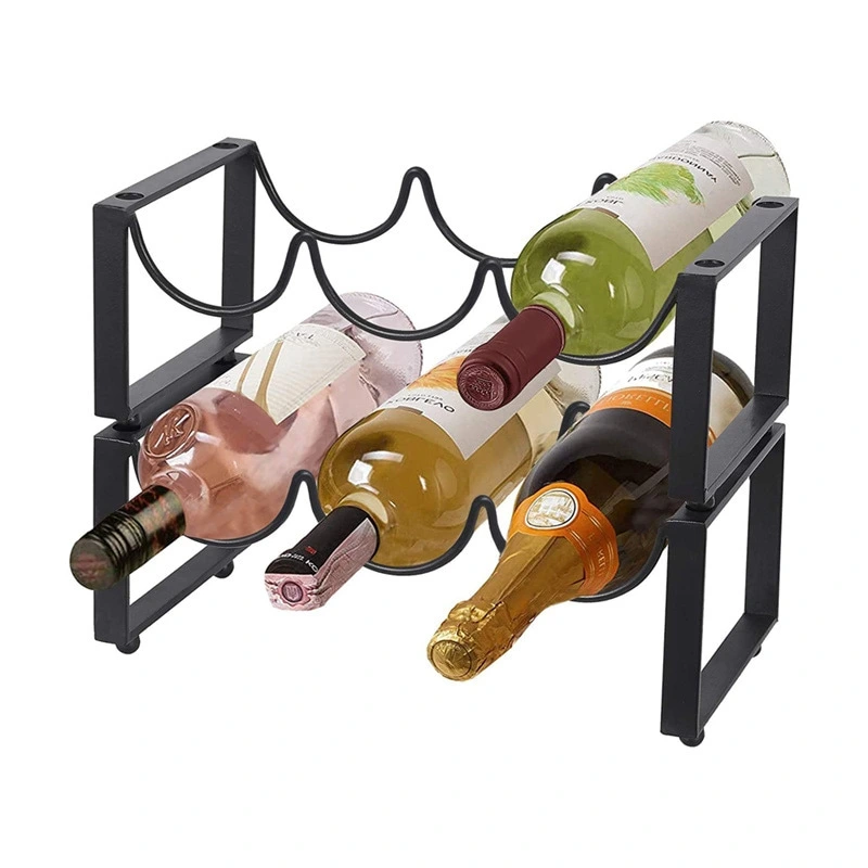 Nuevo diseño de envase estante de botellas 6 botella de vino decorativo Rack Metal Countertop Wine Rack