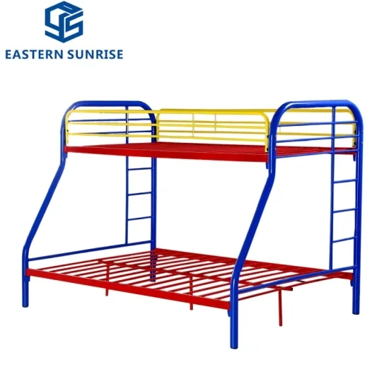Durable Dormitory Steel Metal Triple Twin Over Full Bunk Beds for Preschool Kids