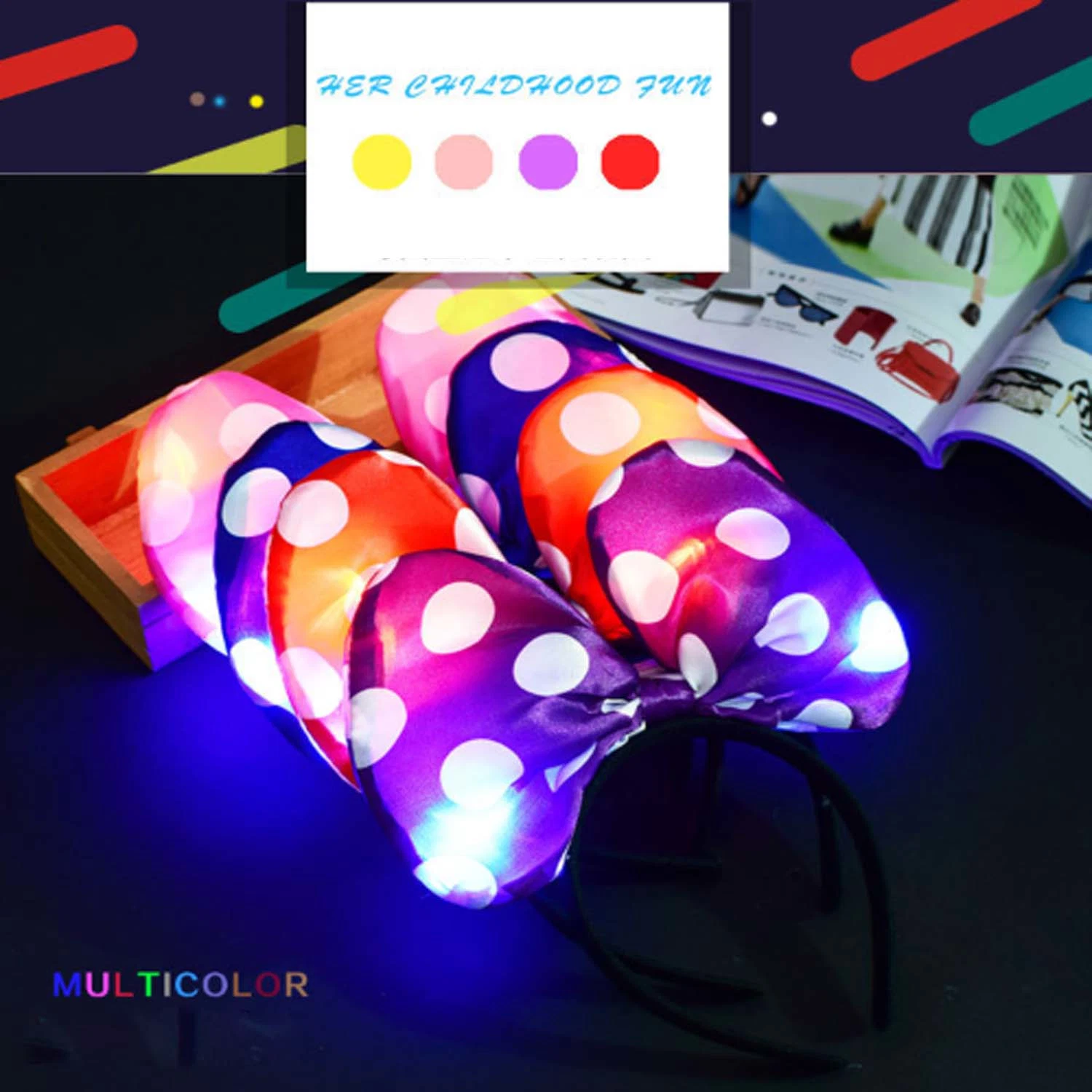 Blagenert Luminous Hair Hoop Headband Optical Party Decor Colorful Light