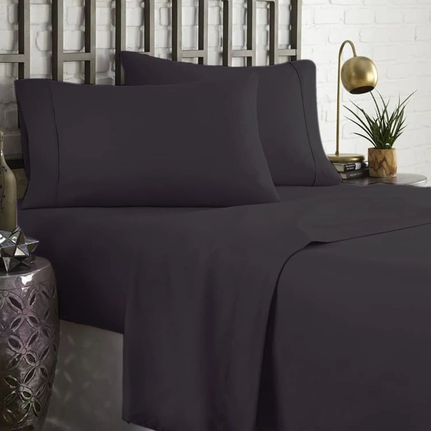 Home Bedclothes Lençol material 100% de tecido de algodão preto e branco lençóis de cama de algodão definidos